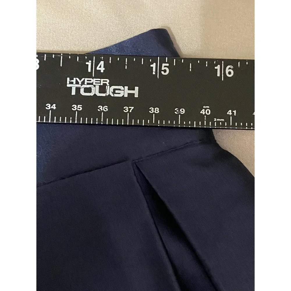 Tommy Hilfiger Pleated Silk Blend Skirt Women 2 Navy Preppy Pocket‎ Lined